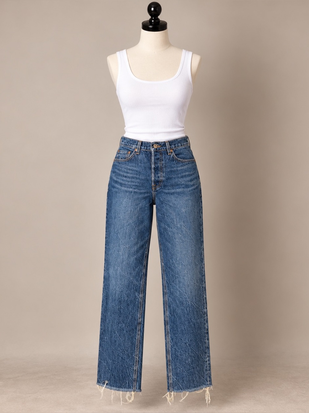 GRLFRND Cassidy Straight Leg Jeans This Just Happened Wash Size 28 Raw Hem